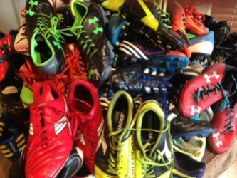 Shoes donated by Wembley Soccer shop and Fred Bourque